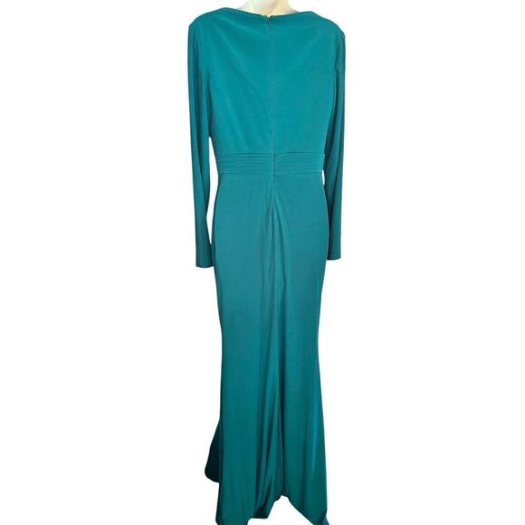 Ieena for Mac Duggal 26554I Long Sleeve High Slit Dress in Emerald Green NWT Siz - Picture 5 of 7